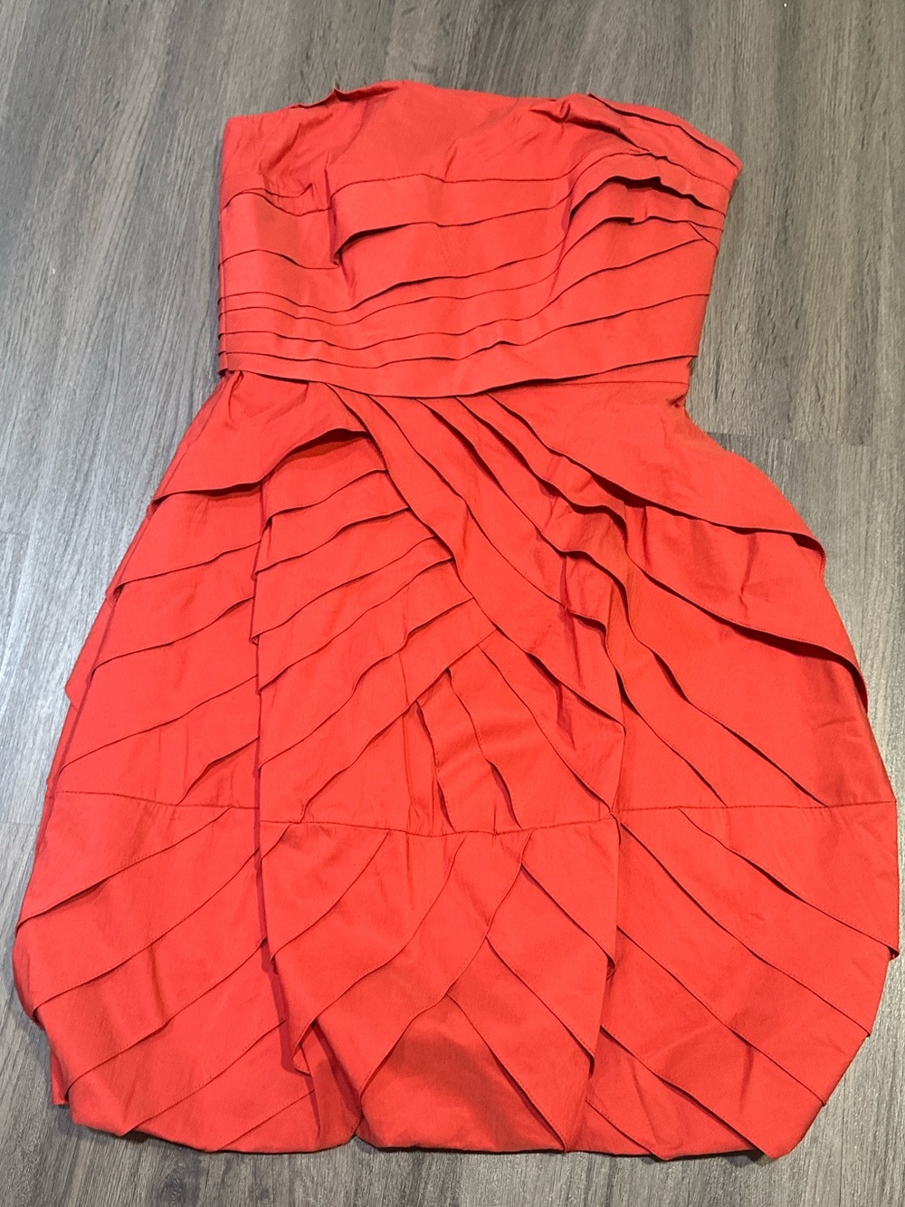 Romantic Party Wedding Guest Rose Red Bubble Hem Strapless Rose Coquette Dress - Picture 6 of 12